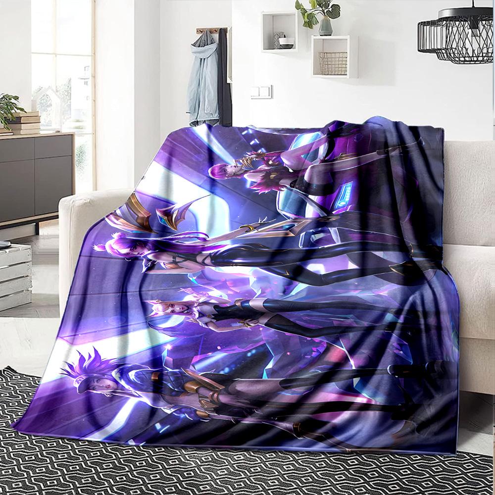 1pc Blanket - LOL-KDA kaisa ahri akali Print Design,Lightweight Blanket for Sofa,Bed- Soft &Warm,Gift for All Seasons