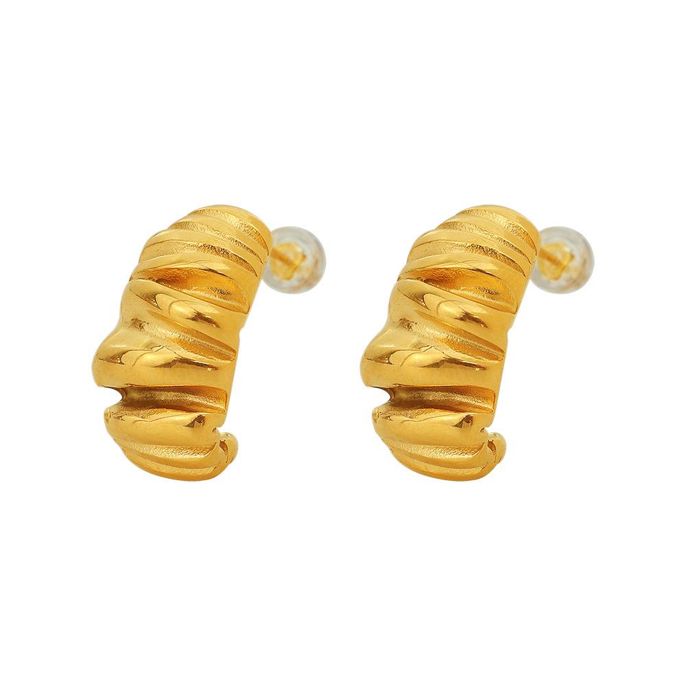 European and American Special-Interest Design Twisted Pleated Croissant Earrings Personality Fashion Trendy Irregular