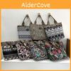 Ethnic Style Leopard Print Leaf Geometric Pattern Tote Bag With Zipper Closure For Students And Casual Outings