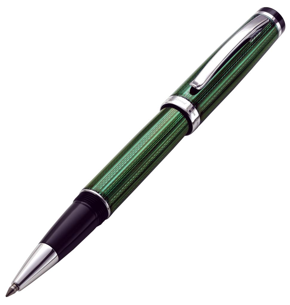 Xezo Incognito Ballpoint Fine Forest Pure Platinum Limited Serialized Pen, Point, Green, Plated, Handmade, Edition,