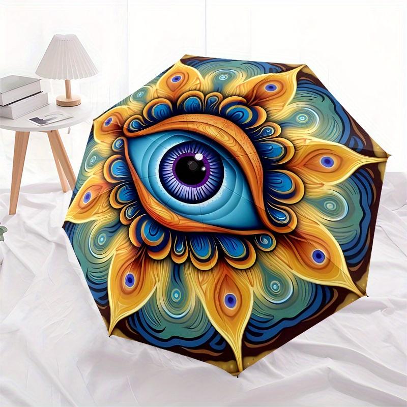 1pc Psychedelic Eye MandalaUmbrella with Plastic Handle,Suitable for All Seasons Home Travel Outdoor UmbrellaB1766