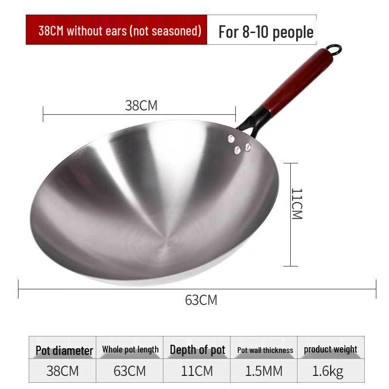 Balde Uncoated Iron Non-stick Wok