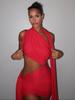 European-American Fashion: Sexy Hollow Irregular Slim Ribbon Hip-Hugging Short Dress