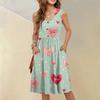 Women's Casual Fashion Sexy V-Neck Button Decoration Sleeveless Valentine's Day Tunic Dress