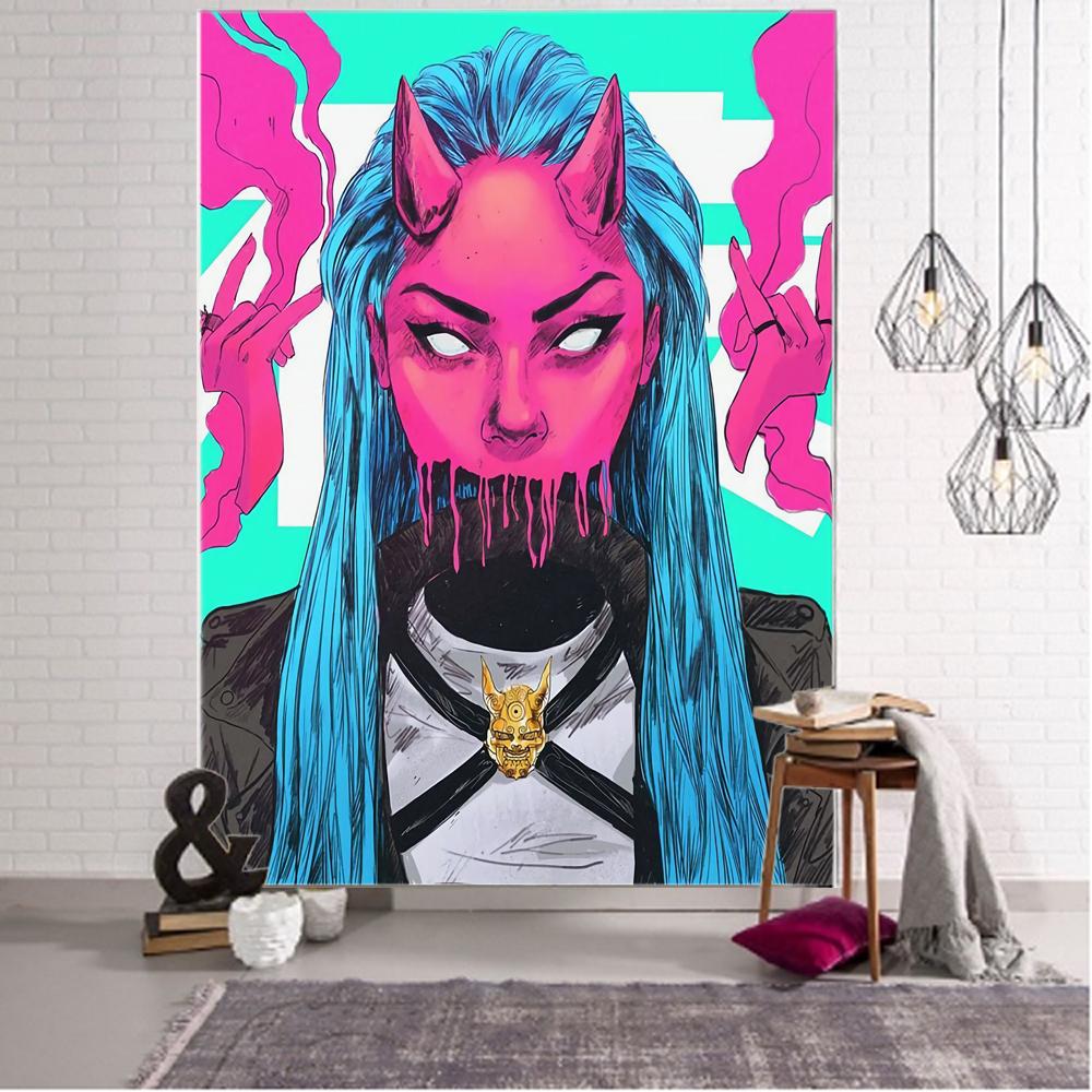 Japanese anime girl background decoration tapestry kawaii boho hippie wall decoration tapestry cartoon home background decoratio