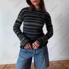 Trendy Striped V-Neck Hooded Pullover Sweater