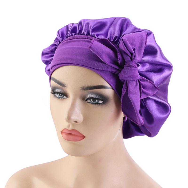 Sleep Cap Satin Bonnet Night for Head Cover Wide Elastic Band Sleeping Soft Adjustable Ribbon Strap Hair Turbans for Wom