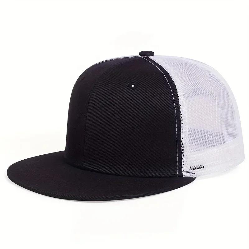

Unisex Solid Color Splicing Hip-hop Hats Spring Autumn Adjustable Casual Snapback Baseball Caps Outdoor Sunscreen Hat чорний білий колір