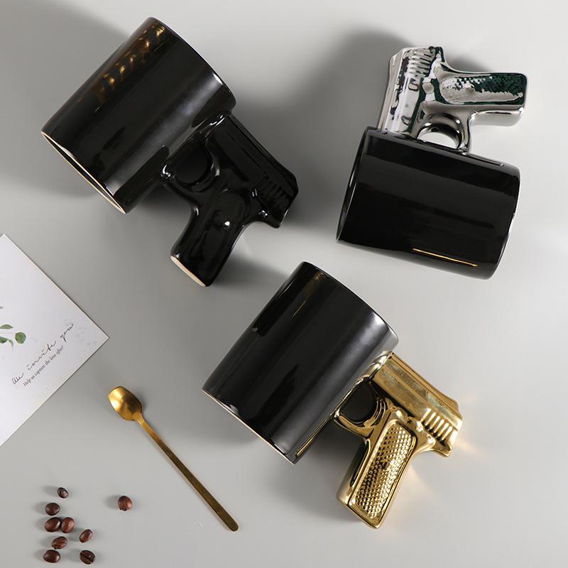 Fun 3D Ceramic Coffee Cup with Personalized Gun Handle,high Temperature Resistance,used To Milk,juice,beer Cup,the Best Gift