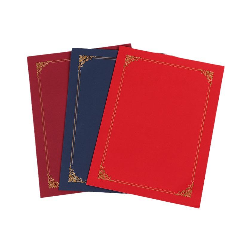 European-Style Hot Stamping Paper Certificate Cover for Awards and Weddings