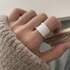 925 Silve Frosted Moon Ring for Women Girl Letter Versatile Irregular Jewelry Gift