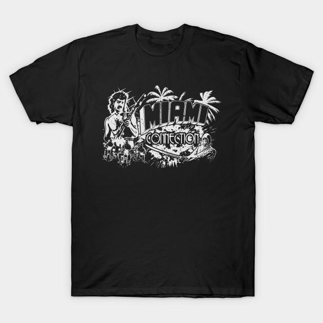 

Men Black Print T-shirt Miami Connection No-Cut Transfer Paper Print Cotton Tshirt M чорний