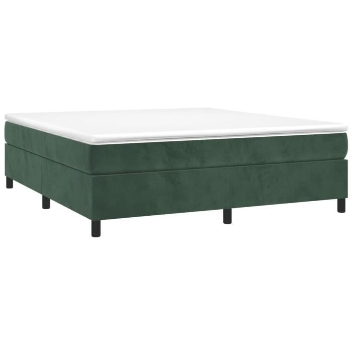 3144702 vidaXL Lit à sommier tapissier et matelas Vert foncé 200x200cm Velours