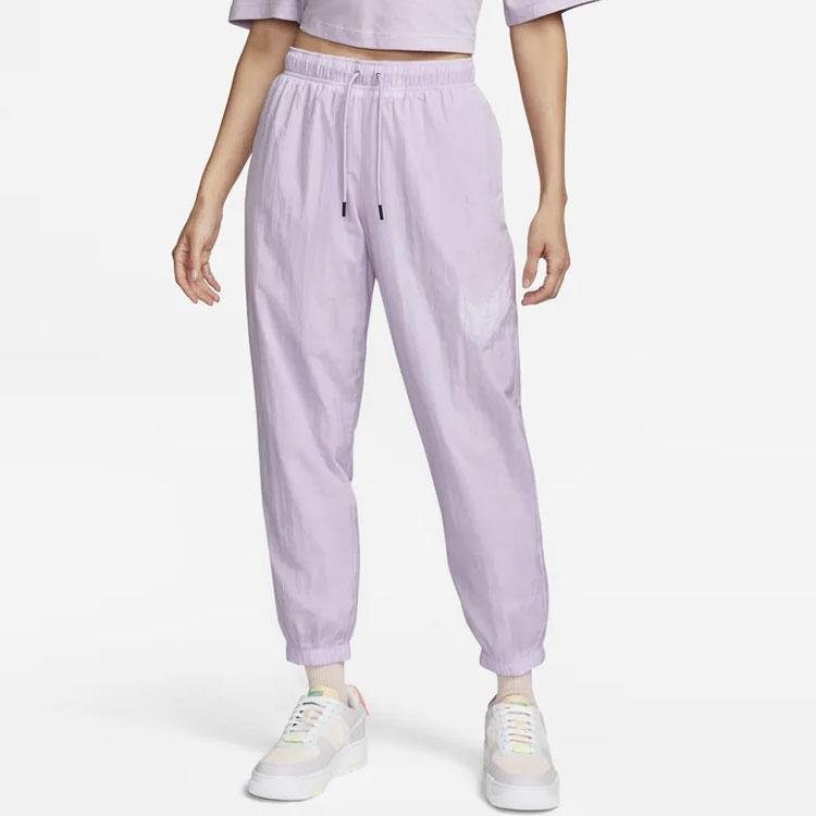 Nike Solid Color Large Logo Elastic Waist Cuffed Sports Pants Women bottoms Purple DM6184-530