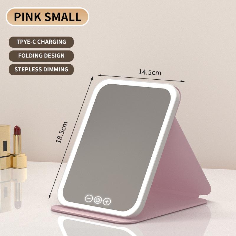 Portable Rechargeable LED Makeup Mirror: Foldable Vanity with Light & Leather Case