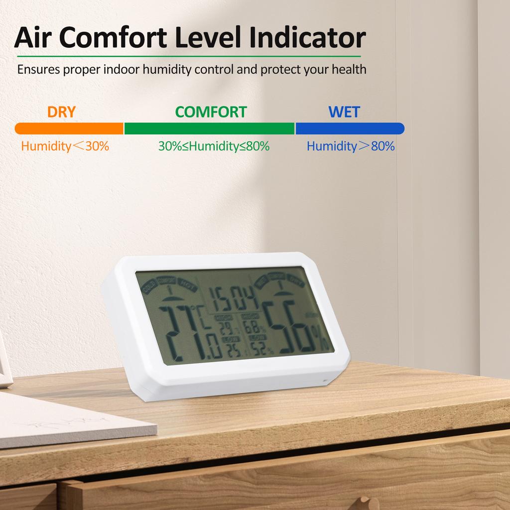 HABOTEST   Digital Hygrometer and Thermometer Indoor Humidity Meter Room Temperature Sensor with Stand and Hole Temperature and Humidity Monitor Ga
