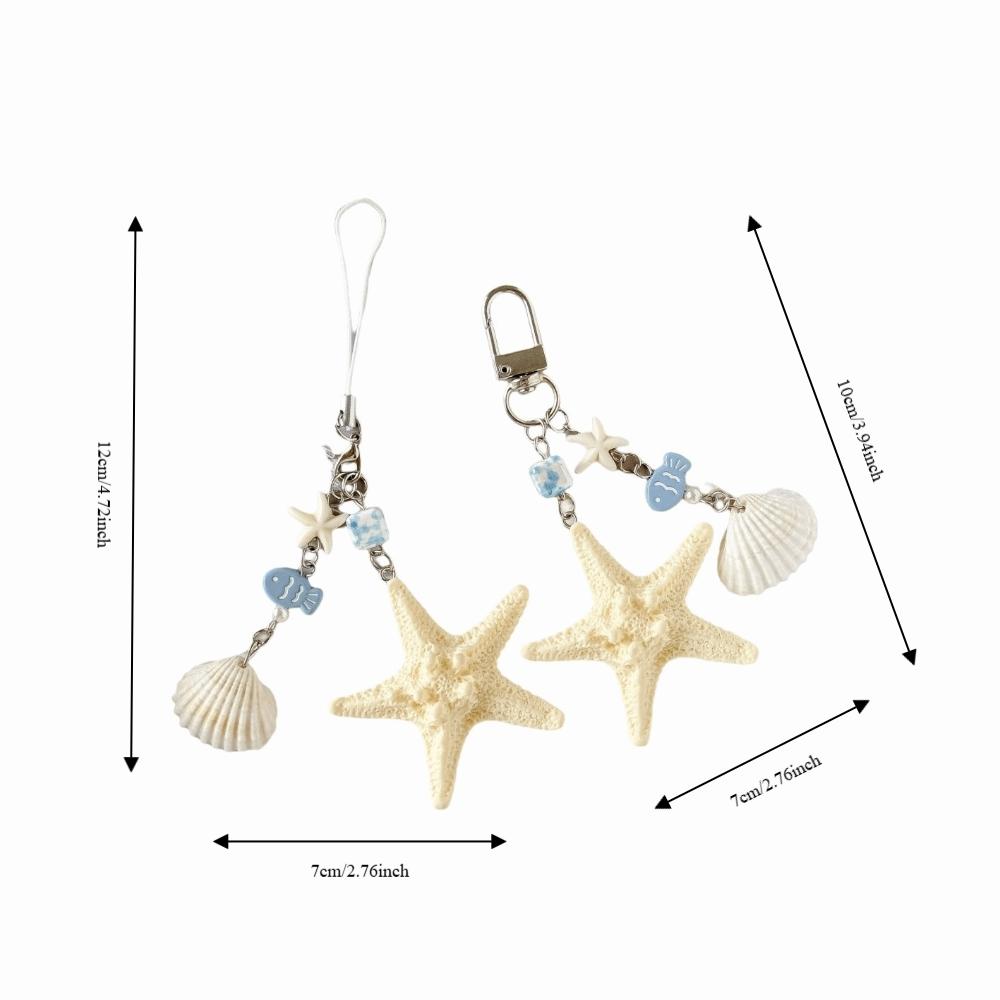 Ocean Sea Series Starfish Shell Keychain Ornaments Fish Pendant Beach Style Keychain Key Decor