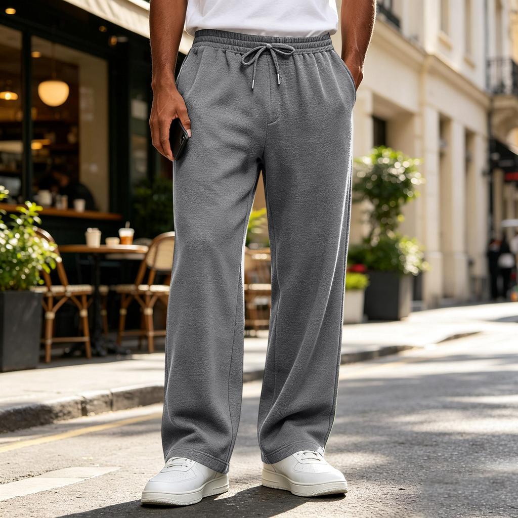 Men's Drawstring Elastic Waist Sweatpants - Color Loose Fit Joggers for Sizes