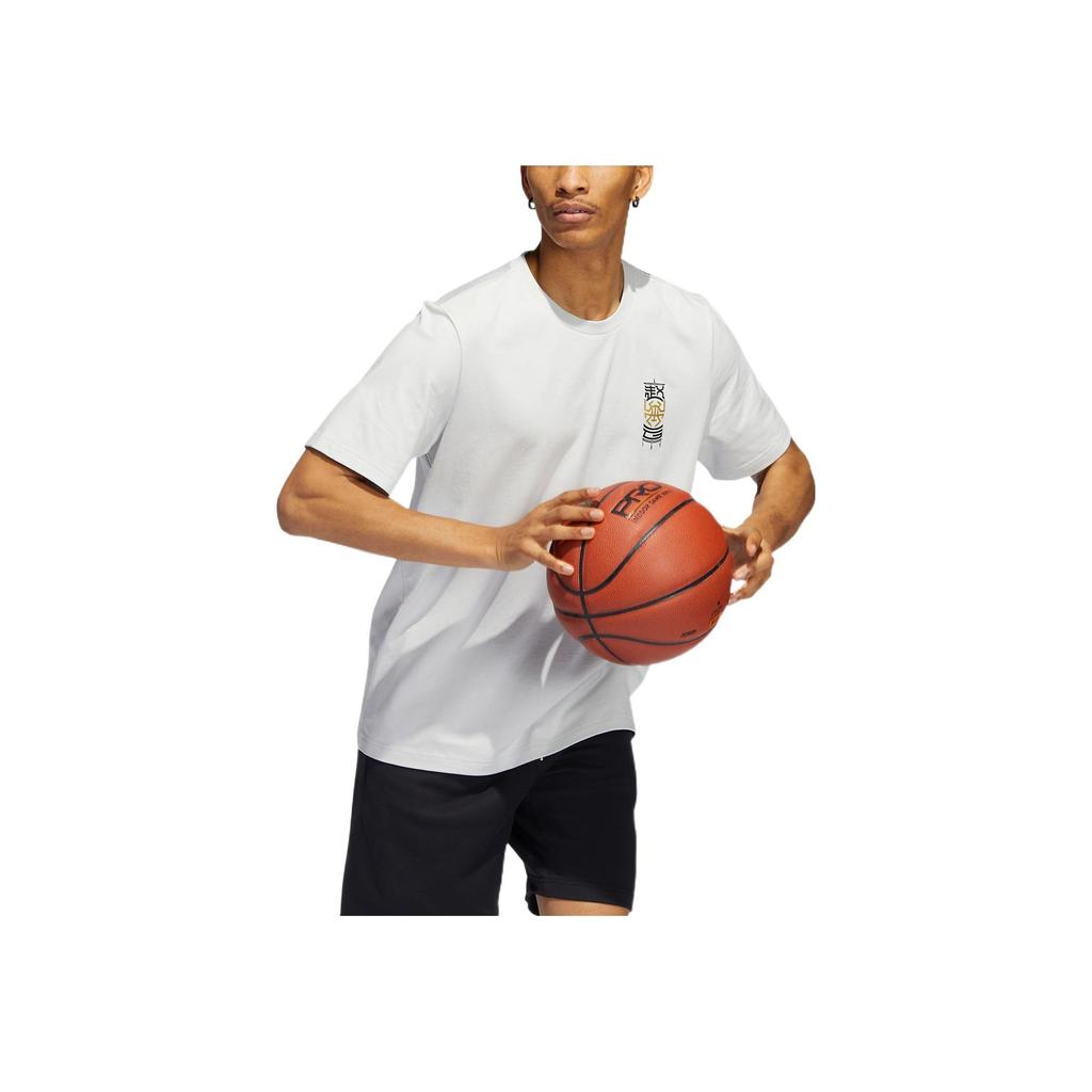 Adidas Don 3 King Tee With Back Basketball Tactics Board Print Breathable Sports Short-Sleeve Men Tops Light-Grey HI1491