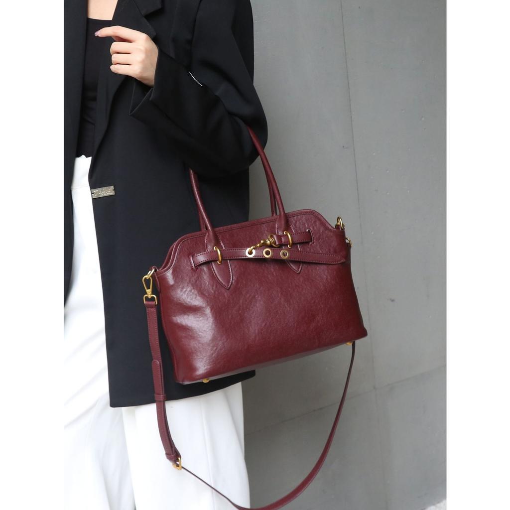 Cowhide Women's Shoulder Crossbody Simple and Fashionable Leather Bag Girls Large-capacity Shell Bag Soft Leather