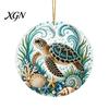 Durable Acrylic Coastal Decor Ocean Theme Pearl Art Hanging Ornament, 2D Flat Wall Sea Life Suncatcher, Beaded Pattern Window Decoration Souvenir