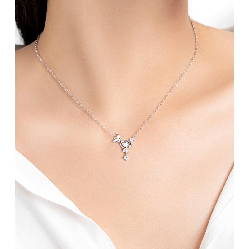 Fashion Light Luxury Blue Whale Moonstone Pendant Clavicle Necklace For Women