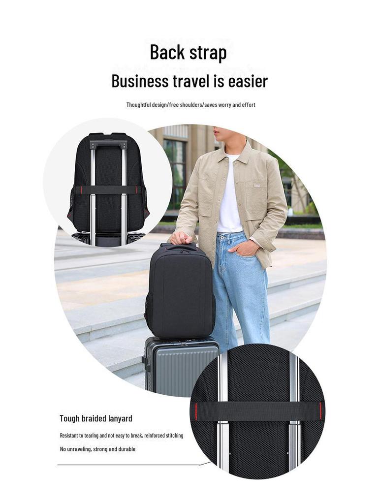 Men's Stylish Solid Color Business Backpack - Large Capacity, High-End Commuter Design