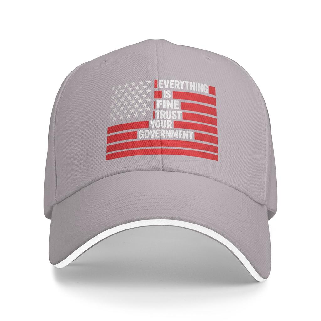 Summer Casual Baseball Cap Vintage Everything Is Fine Trust Your Government Flag Meme Kpop Rock Trucker Hat Men Baseball Caps