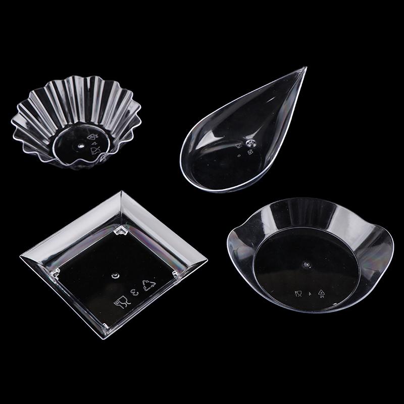 10Pcs Transparent Mini Appetizer Plates Ice Cream Cup Plastic Fruit Candy Cake Jelly Yogurt Mousse Dessert Container Pastry Tool