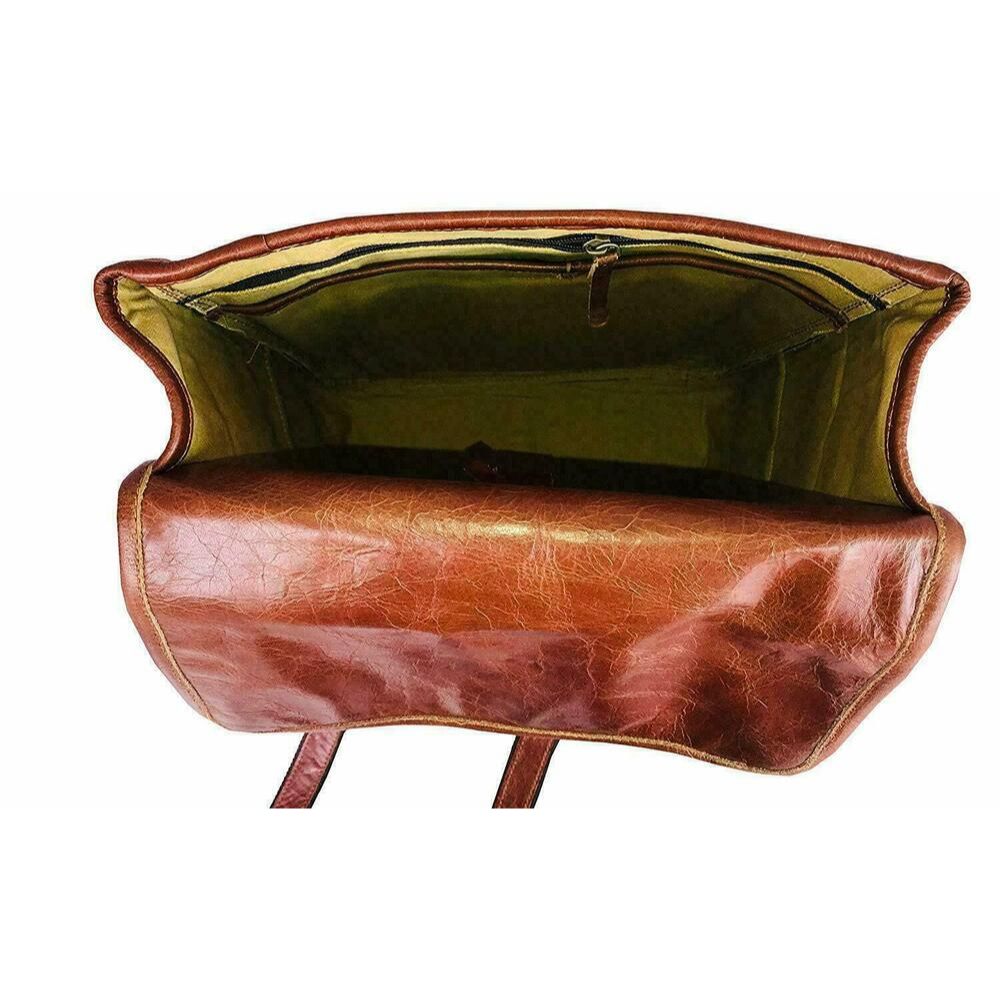 Handmade goat leather messenger Cross-body Satchel Vintage Genuine Brown bag