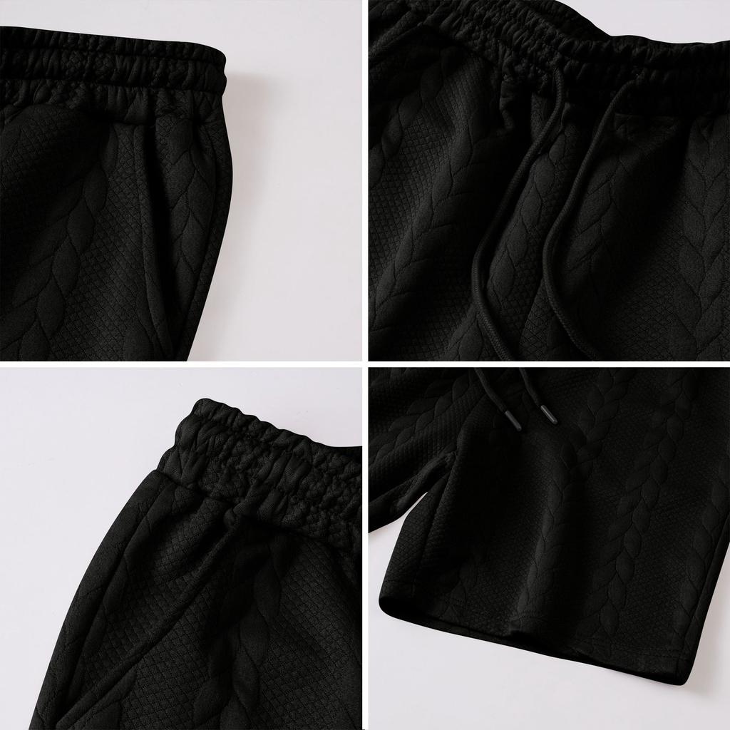 Herren Strick-Shorts mit Kordelzug und Zopfmuster Weiches atmungsaktives Gewebe Lässige Passform für den Alltag