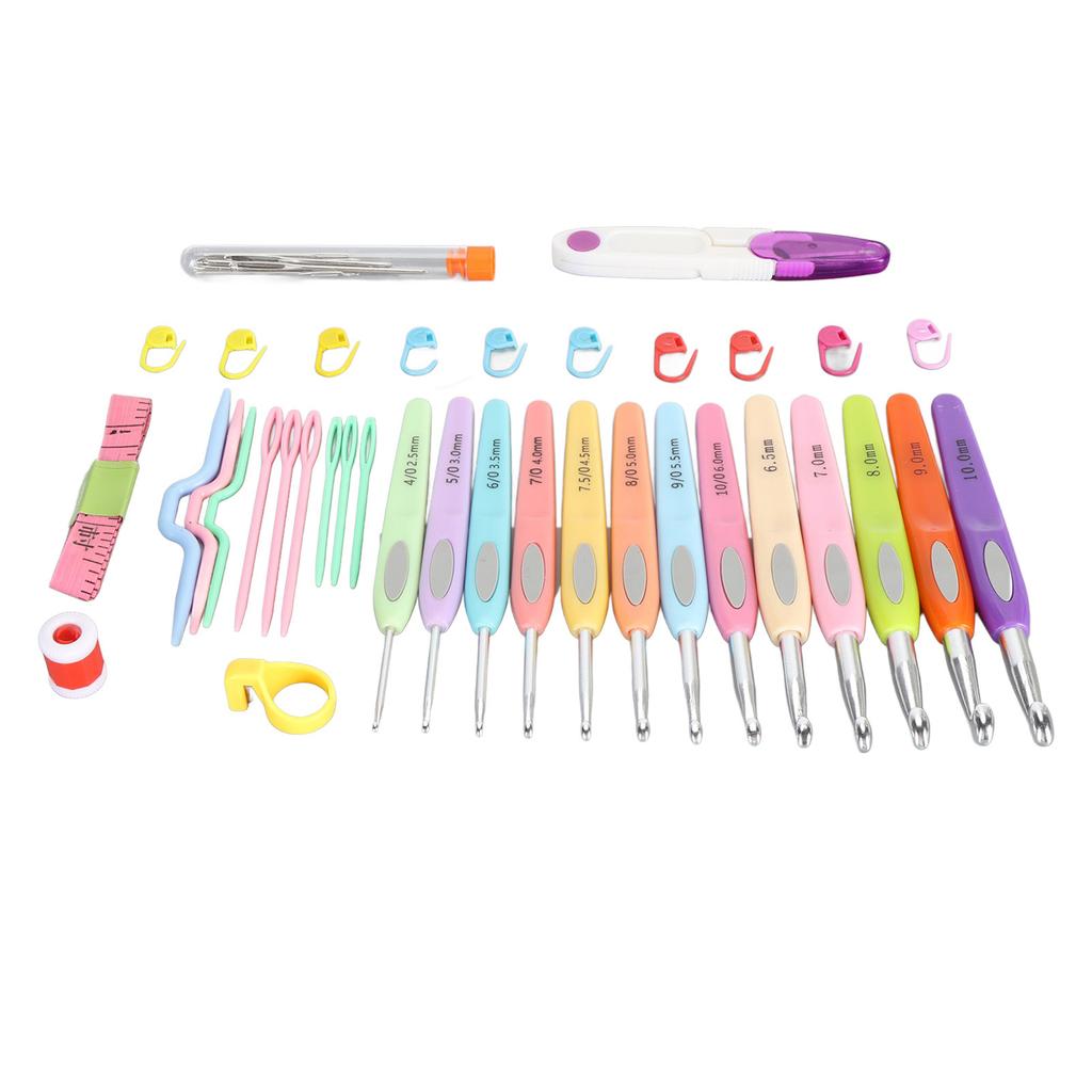 Crochet Hooks Set 2.5mm‑10.0mm Ergonomic 13PCS Multicolor Crochet Hooks with PU Bag for Home