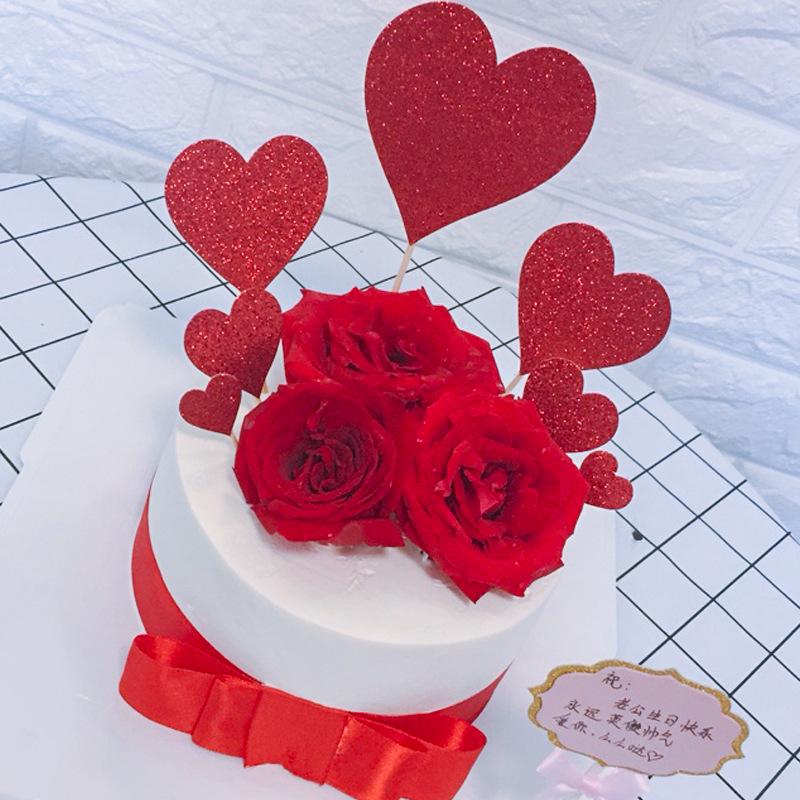 Heart Cake Topper: Bright Red, Perfect for Birthdays, Weddings, and Valentine's Day.