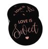 Inkdotpot 100 - Confezione da 100 etichette in carta stagnola color oro vero Love Is Sweet bomboniera da appendere
