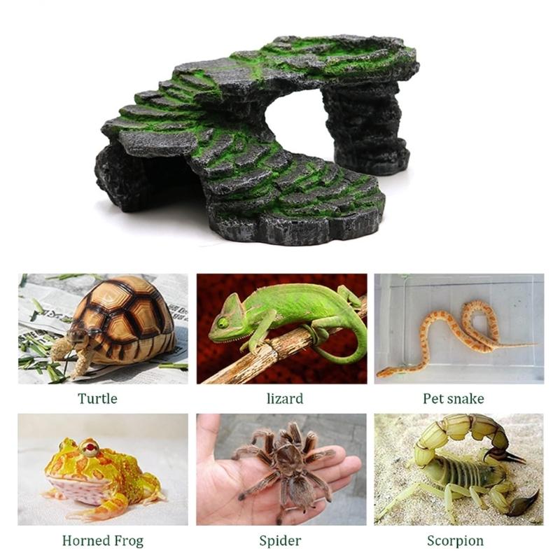 Turtle Basking Platform Resin Hide Cave Reptiles Decors Mini Island for Tanks Turtle Basking&Floating Platform