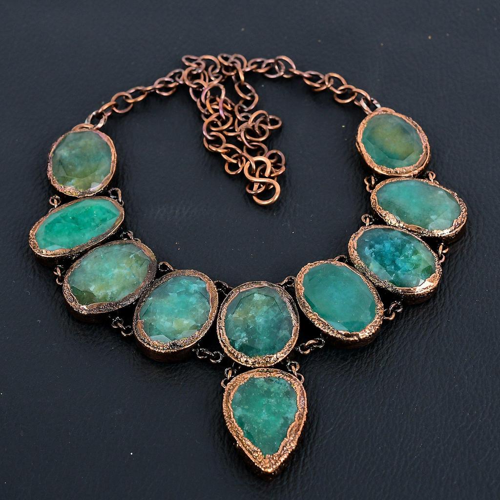 Emerald Necklace, Copper Electroformed Gemstone Jewelry, Handmade Necklace Amazing Jewelry, Gift For Her