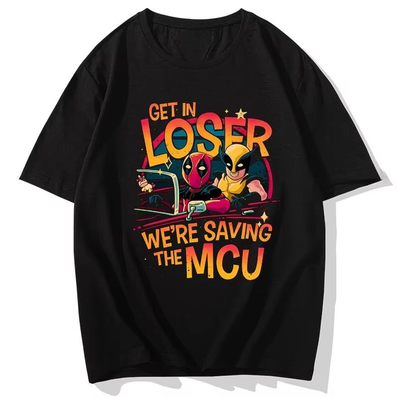 

Marvel Authentic Marvel Deadpool T-shirt Wolverine Women Round Neck Loose T-shirt Kawaii Cartoon Loose Couple s Clothing S