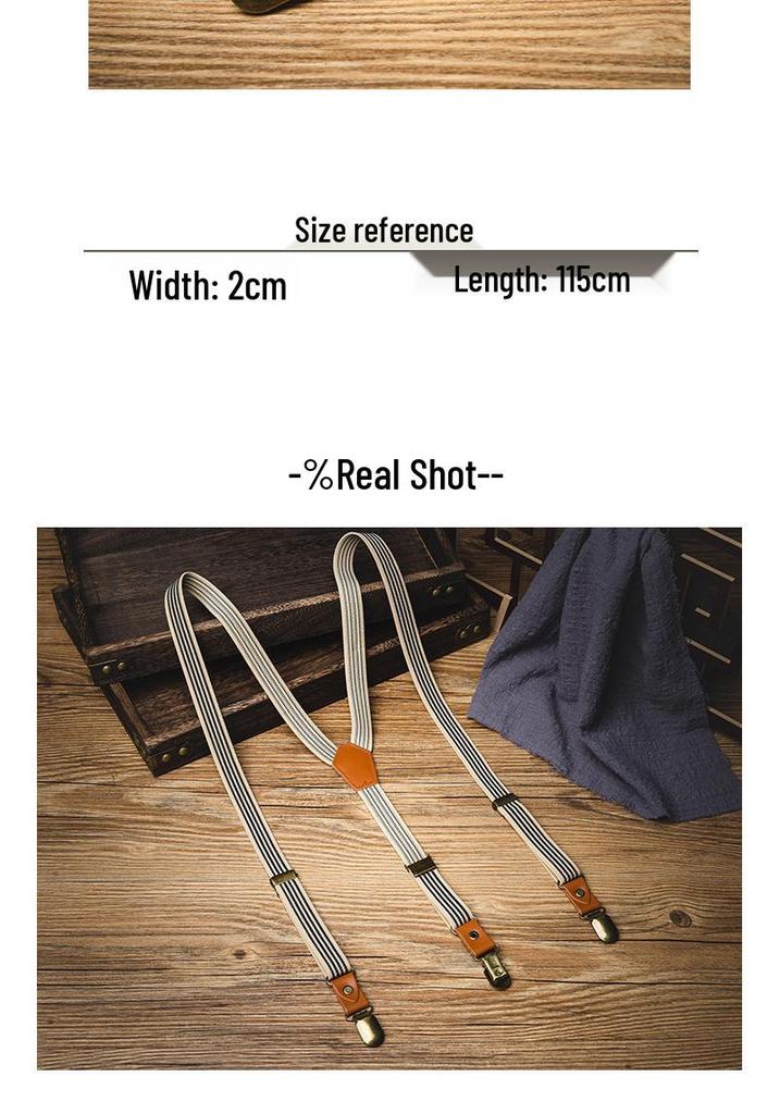 Unisex Elastische Gestreifte Rutschfeste Hosenträger mit Drei Clips