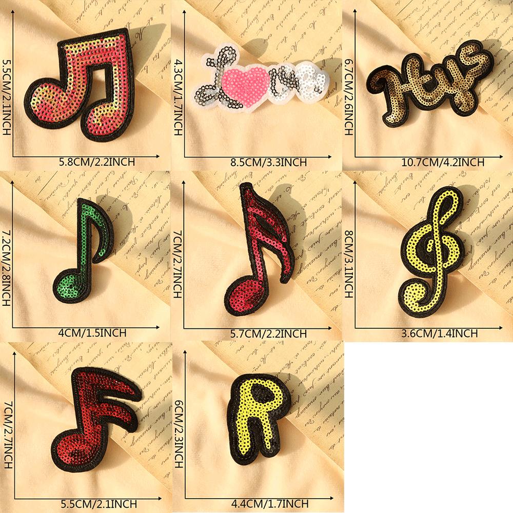 Sequin Embroidery, Musical Notes, Letter Patches, Clothing Accessories, Hats, Bags, Accessories, Embroidered Fabric Patches