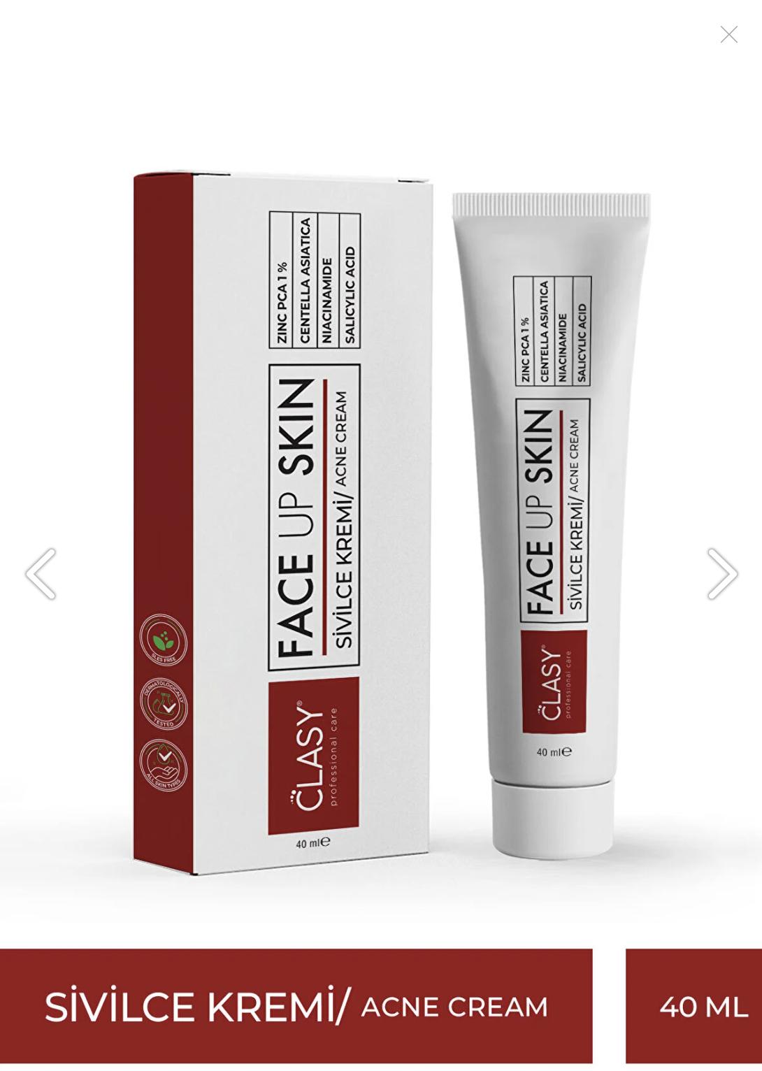 

Clasy Care Face Up Skin Acne Cream 40 FaceAPp Skin Acne Cream Крем от прыщей для гладкой кожи, крем против жирных прыщей