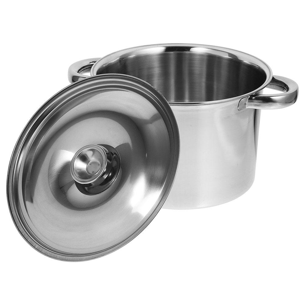 Stainless Steel Covered Soup Pot with Lid Multifunctional Kitchen Cookware Large Bucket for Soup Porridge Rice