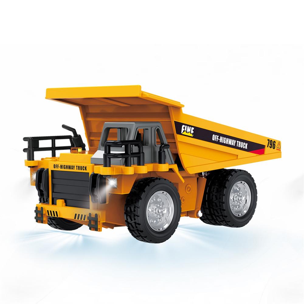 TRASPED HG4-431 RTR 1/64 2.4G Mini RC Car Alloy Dump Truck Support App Remote Controlled LED Light Sound Engineering Vehicle Toy жёлтый