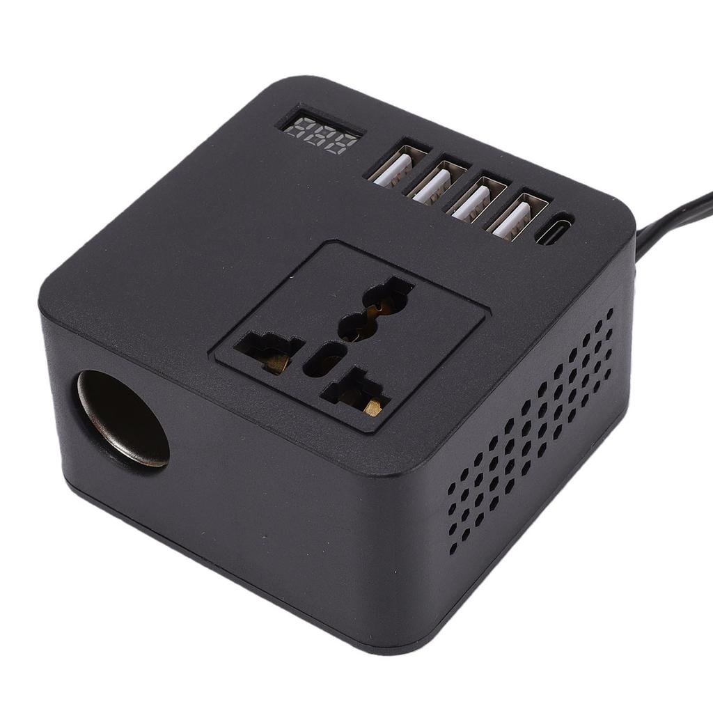 Car Power Inverter 300W Peak with 4 USB 1 Type C Charging Ports LED Voltage Display Car Plug Adapter for Most Vehicle