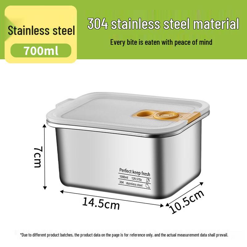 Yuendis 304 Stainless Steel Rectangular Food Storage Container