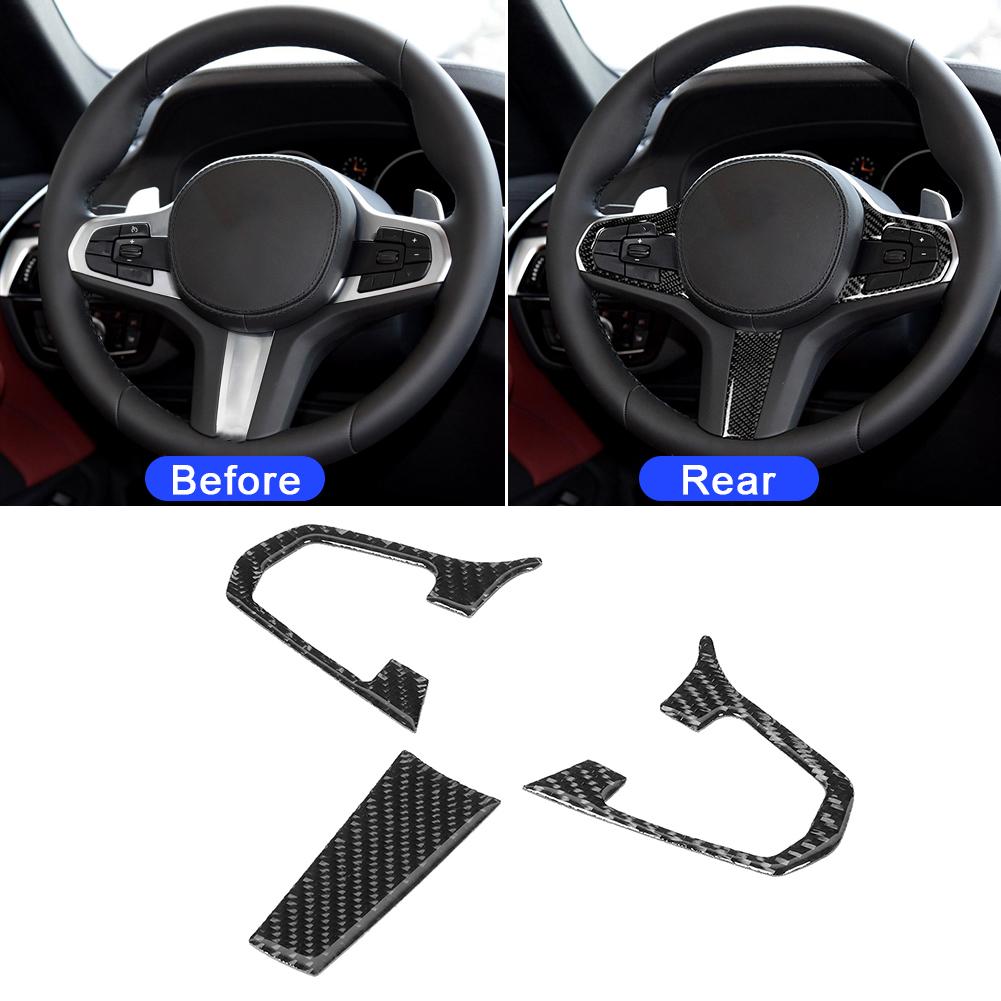 3 Adet Set Karbon Fiber İç Mekan Direksiyon Simidi Trim 5 Serisi G30 için Uygun