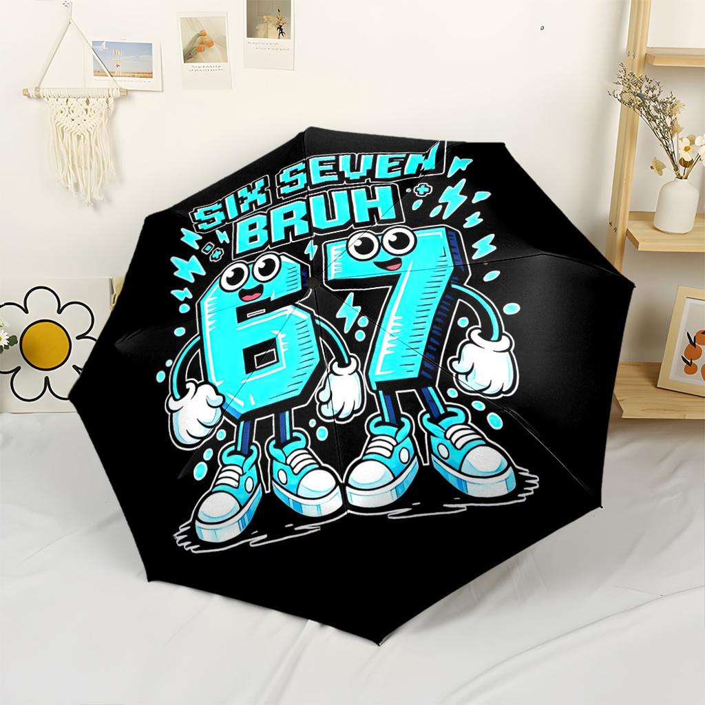 Pixelated Robot Dance Party Automatic Umbrella Compact 8-Rib Design Durable Plastic & Iron for Women/Men Stylish Accessory Spiritual Gift