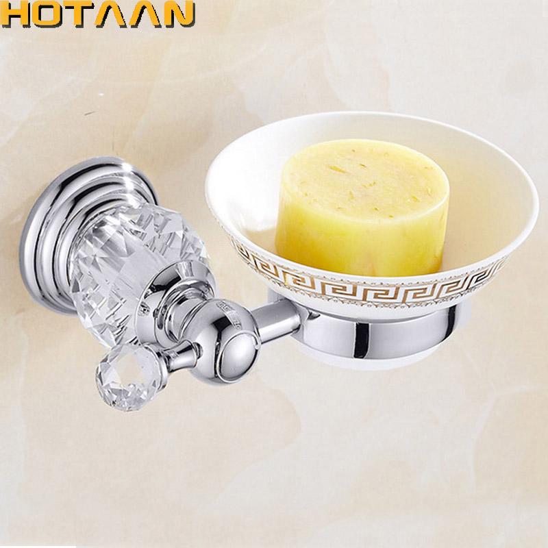 Gold Color Crystal Brass Ceramics Bathroom Accessories Soap Dishes/ Soap Holder/Soap Case Home Decoration Useful For Bathroom