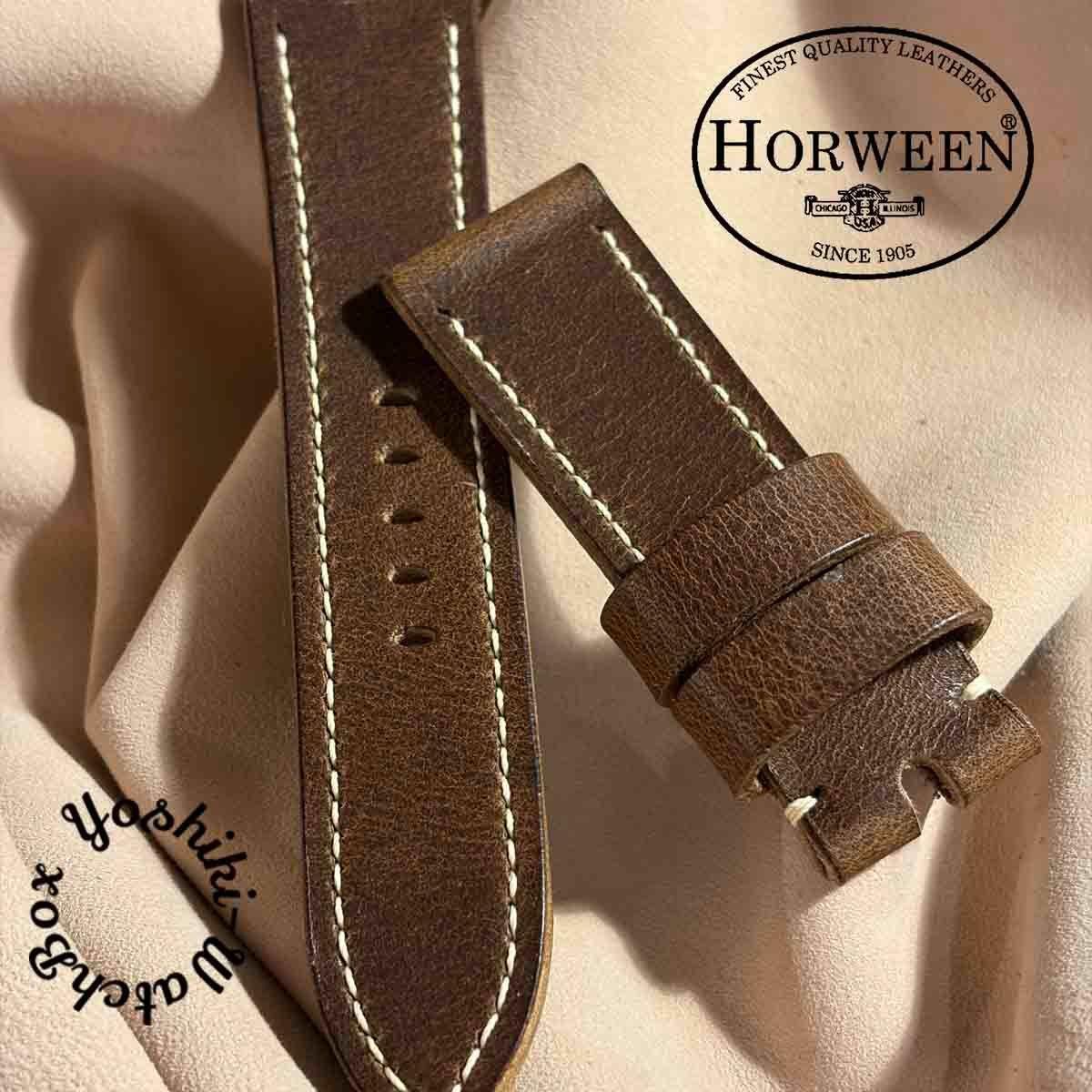 Used hor-254 HORWEEN Derby / Brown Watch Strap (Lug 24mm - Buckle Width 22mm)