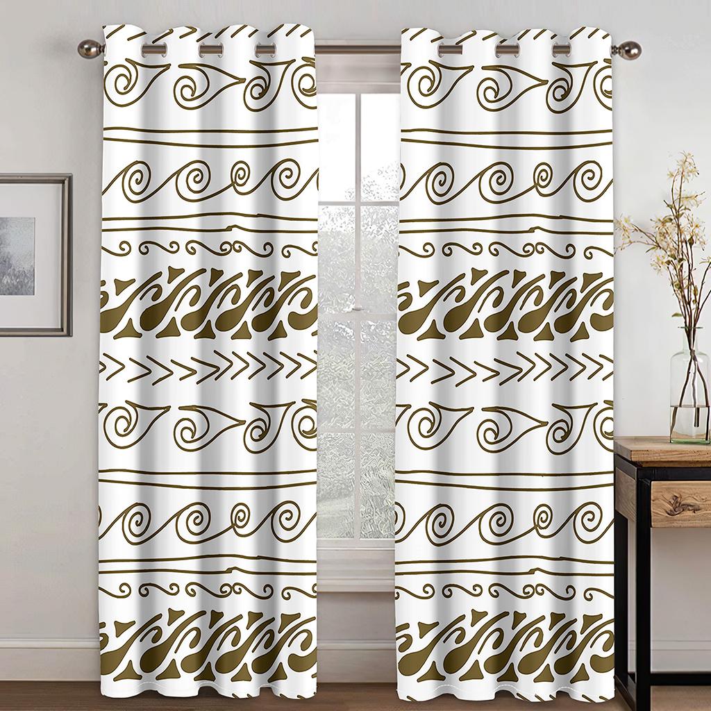 Black White Rune Stripe SimplicityLuxury Window Panel Drapes in Children Bedroom Space Living Room Hall Treatments Kitchen Decor Drapes Blinds