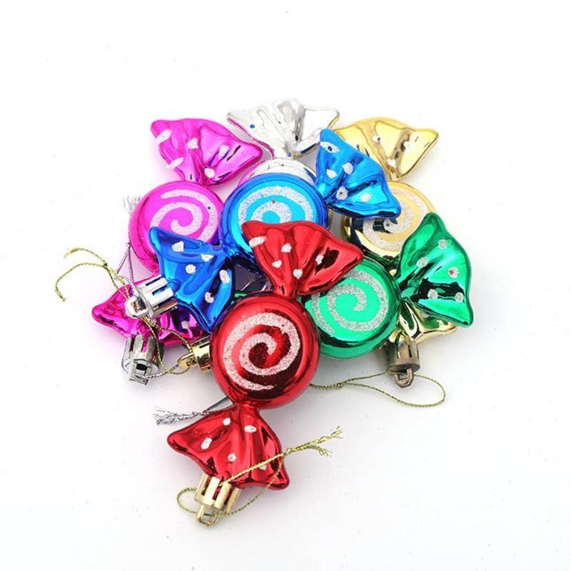 Nice 6x Electroplate Painted Candy Props Christmas Hanging Tree Pendants Decor